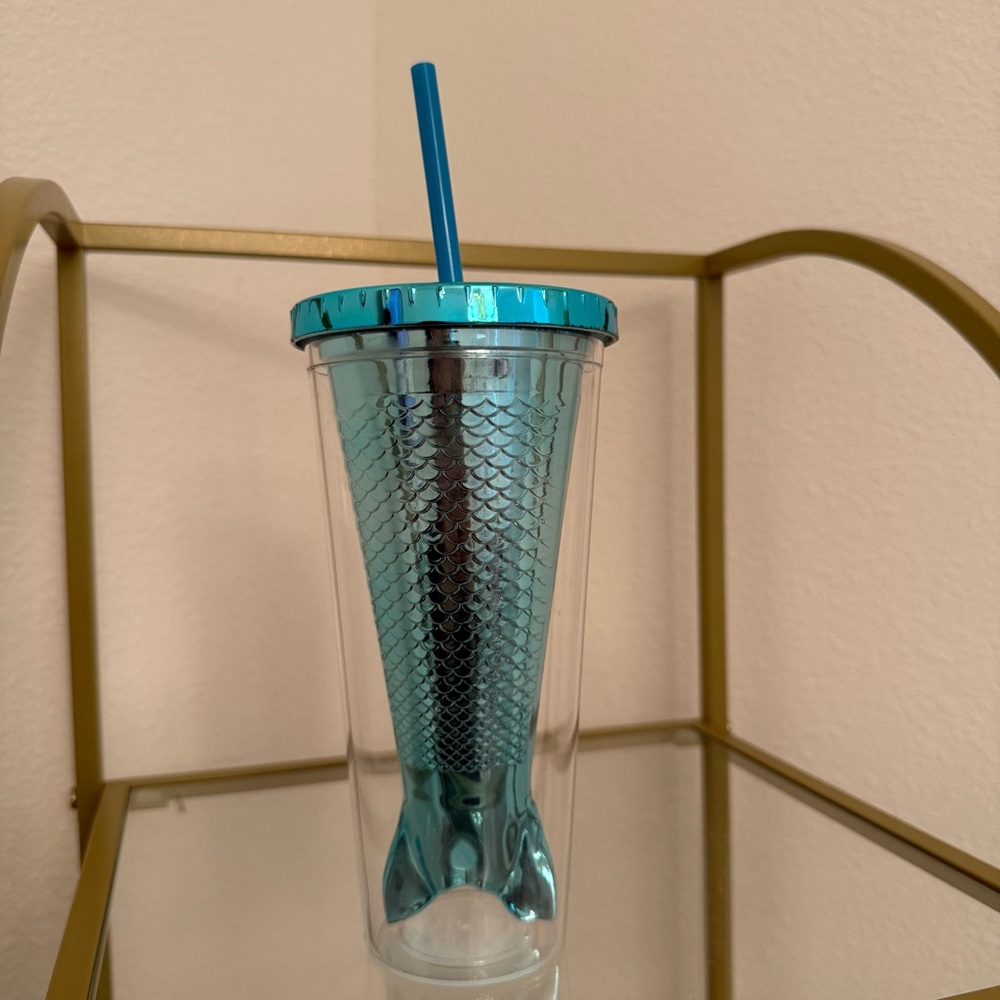 Teal Mermaid Tail Tumbler with Straw - Home Dining